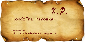 Kohári Piroska névjegykártya
